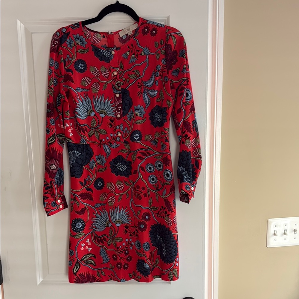 Anne Taylor Loft Floral Red Dress